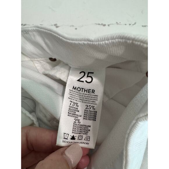 Mother Jeans High Waisted Looker Ankle Fray Size 25 White - Picture 10 of 11